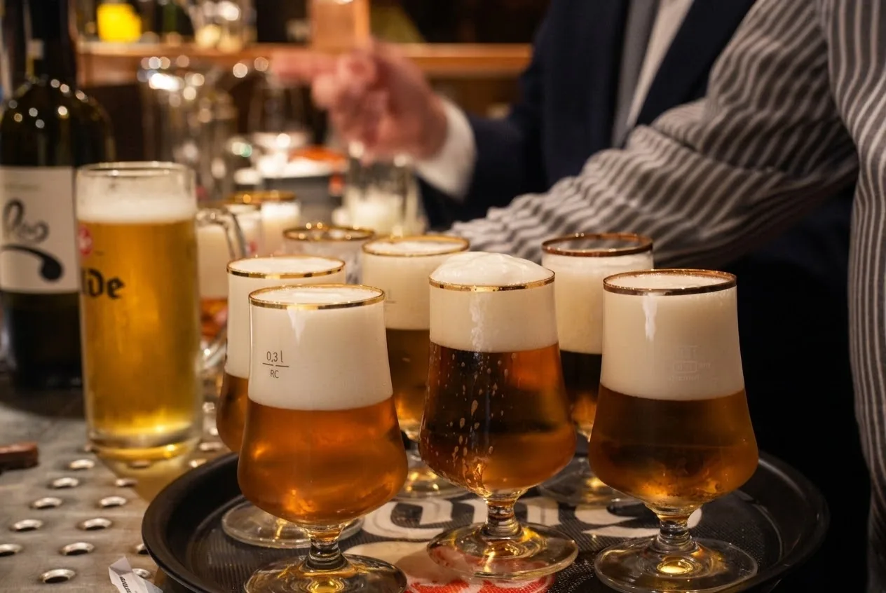 Frisch gezapftes Gilde auf dem Tablett